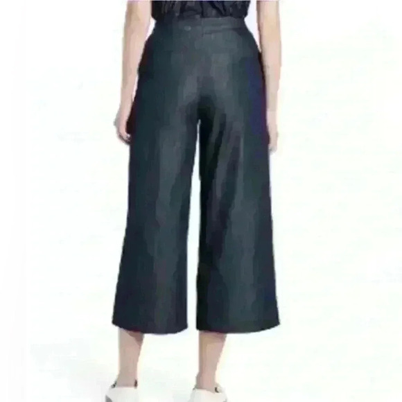 Kika Vargas Indigo Wide Leg Cropped Pants with Scalloped Pocket Size 8- NWT - Picture 2 of 13